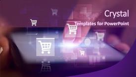  Presentation with online shopping - Theme enhanced with touching phone with online shopping background and a violet colored foreground