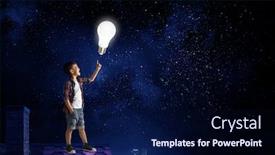  Presentation with media - Cool new theme with touching-something-mysterious-mixed-media backdrop and a navy blue colored foreground