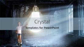  Presentation with media - Cool new PPT theme with touching-something-mysterious-mixed-media backdrop and a light blue colored foreground