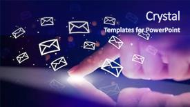  Presentation with mail - Presentation design with touching tablet with white drawn background and a navy blue colored foreground