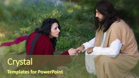  Presentation with forgiveness - PPT theme featuring touching the robe of jesus background and a tawny brown colored foreground