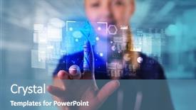  Presentation with biology - Slide deck consisting of touching virtual screen with biology background and a teal colored foreground