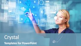  Presentation with biology - PPT layouts with touching virtual screen with biology background and a teal colored foreground