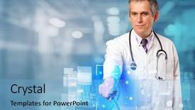  Presentation with biology - Audience pleasing presentation design consisting of touching virtual screen with biology backdrop and a light blue colored foreground