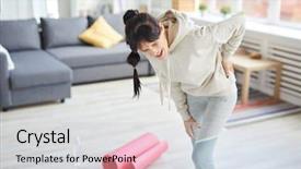  Presentation with back pain - Slide set consisting of touching where it hurt background and a light gray colored foreground