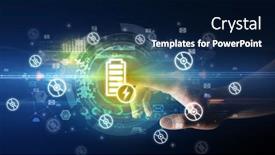  Presentation with multimedia - Slide deck enhanced with touching-with-soft-gesture-multimedia background and a navy blue colored foreground