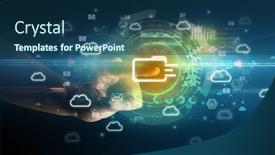  Presentation with multimedia - Slide deck enhanced with touching-with-soft-gesture-multimedia background and a ocean colored foreground