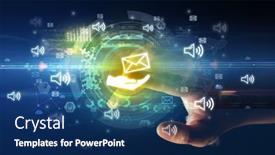  Presentation with multimedia - Presentation theme consisting of touching-with-soft-gesture-multimedia background and a ocean colored foreground