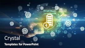  Presentation with multimedia - Slide set featuring touching-with-soft-gesture-multimedia background and a navy blue colored foreground