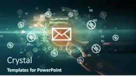  Presentation with multimedia - Presentation design having touching-with-soft-gesture-multimedia background and a ocean colored foreground