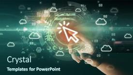  Presentation with multimedia - Presentation theme having touching-with-soft-gesture-multimedia background and a ocean colored foreground