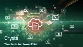  Presentation with multimedia - Slide deck with touching-with-soft-gesture-multimedia background and a ocean colored foreground