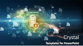  Presentation with multimedia - Slides with touching-with-soft-gesture-multimedia background and a navy blue colored foreground