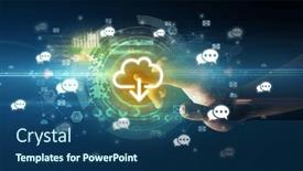  Presentation with multimedia - Slides featuring touching-with-soft-gesture-multimedia background and a ocean colored foreground