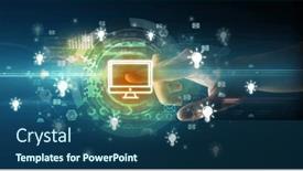  Presentation with multimedia - Presentation design having touching-with-soft-gesture-multimedia background and a ocean colored foreground