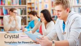  Presentation with college - PPT layouts having touchpad in college library background and a lemonade colored foreground