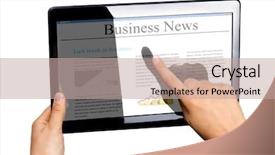  Presentation with creation - Audience pleasing slides consisting of touchpad with business news isolated backdrop and a coral colored foreground