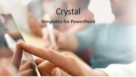  Presentation with digital - Cool new slide deck with touchscreen - closeup of digital tablet screen backdrop and a soft green colored foreground