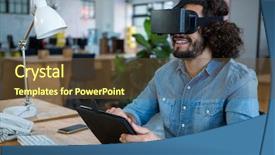  Presentation with virtual reality rehabilitation - Audience pleasing PPT theme consisting of touchscreen gesture - graphic designer using the virtual backdrop and a tawny brown colored foreground