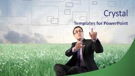  Presentation with meadow - Amazing slides having touchscreen on a green backdrop and a sky blue colored foreground