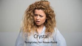  Presentation with woman colored parachute - Cool new slide deck with touchy - portrait of an annoyed woman backdrop and a light blue colored foreground