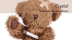  Presentation with teddy bear - PPT theme with touchy - teddy bear with plaster background and a coral colored foreground