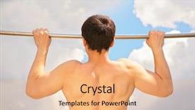  Presentation with athlete - Beautiful presentation theme featuring tough built - athlete pull oneself up backdrop and a  colored foreground