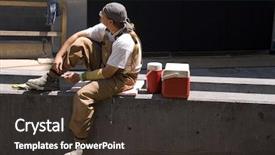  Presentation with north american travel women - Cool new presentation theme with tough built - north american construction worker takes backdrop and a tawny brown colored foreground