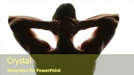  Presentation with sad woman silhouette - Presentation theme with tough built - silhouette of woman bodybuilder background and a  colored foreground