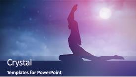  Presentation with night sky - Amazing presentation theme having tough built - sporty woman with joined hands backdrop and a ocean colored foreground