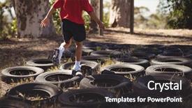  Presentation with boot camp - Beautiful presentation featuring tough kids - boy running over tyres backdrop and a dark gray colored foreground