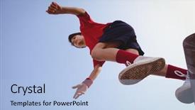  Presentation with boot camp - Slides having tough kids - determined boy jumping over obstacle background and a  colored foreground