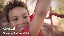  Presentation with boot camp - PPT theme enhanced with tough kids - portrait of happy boy climbing background and a violet colored foreground