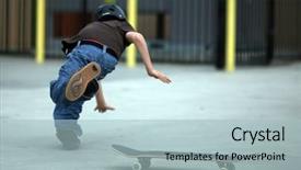  Presentation with falling line - Presentation theme enhanced with tough kids - young boy falling off skateboard background and a light blue colored foreground