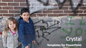  Presentation with young children at school - PPT theme consisting of tough kids - young children hanging out near background and a dark gray colored foreground