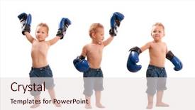  Presentation with winning - Colorful presentation design enhanced with tough kids - young kid with boxing gloves backdrop and a lemonade colored foreground