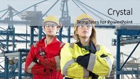  Presentation with work safety - Colorful slide set enhanced with tough looking dockers in safety backdrop and a lemonade colored foreground