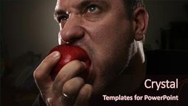  Presentation with red apple tree - Cool new slides with tough man eating red apple backdrop and a wine colored foreground