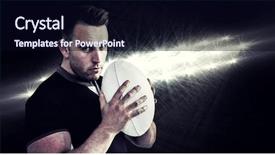  Presentation with rugby - Presentation theme featuring tough rugby player holding ball background and a wine colored foreground