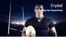  Presentation with rugby - Theme enhanced with tough rugby player holding ball background and a navy blue colored foreground