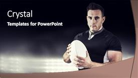  Presentation with spotlight - Slide set having tough rugby player looking at camera against spotlight background and a black colored foreground