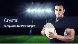 Presentation with rugby - Slide set enhanced with tough-rugby-player-looking background and a navy blue colored foreground