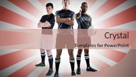  Presentation with rugby players - Colorful presentation design enhanced with tough rugby players against linear backdrop and a  colored foreground