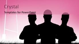  Presentation with rugby players - Amazing PPT theme having tough-rugby-players-against-pink backdrop and a coral colored foreground