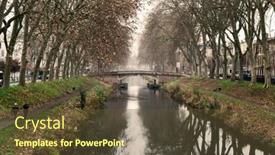  Presentation with winter river - PPT theme consisting of toulouse-france-desember-30-2016 background and a tawny brown colored foreground