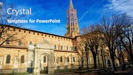  Presentation with destination - Slide deck consisting of toulouse-french-tourist-destination-basilica background and a teal colored foreground