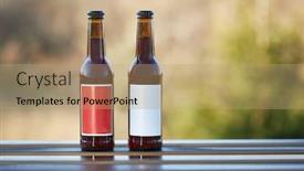 Presentation with labels - Presentation design enhanced with tour-beer-bottles-with-blank background and a coral colored foreground