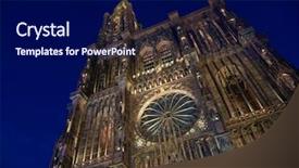  Presentation with notre dame - PPT layouts featuring tour de france - cathedral notre dame de strasbourg background and a navy blue colored foreground