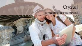  Presentation with secret place - Theme featuring tour de france - couple standing by the place background and a coral colored foreground