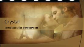  Presentation with old couple - PPT theme with tour eiffel on old background and a gold colored foreground